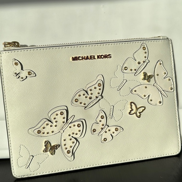 Michael Kors Butterfly appliqué studded XL clutch wristlet - Picture 6 of 9